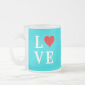 Turquoise Blue LOVE Modern Stijlvol Matglas Koffiemok (Links)