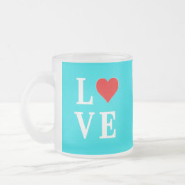 Turquoise Blue LOVE Modern Stijlvol Matglas Koffiemok