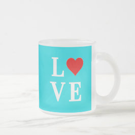 Turquoise Blue LOVE Modern Stijlvol Matglas Koffiemok