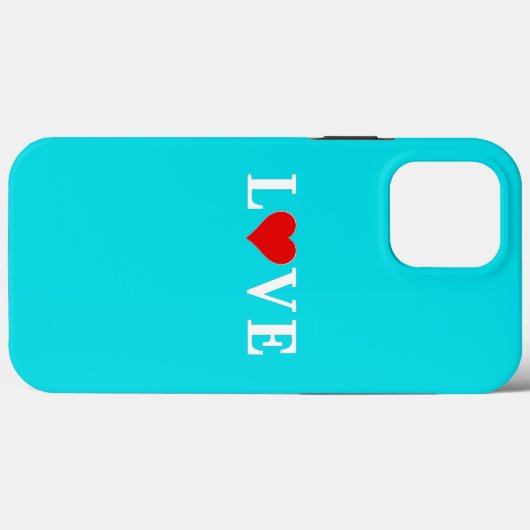 Turquoise Blue LOVE Romantic Elegant Case-Mate iPhone Case (Achterkant (horizontaal))