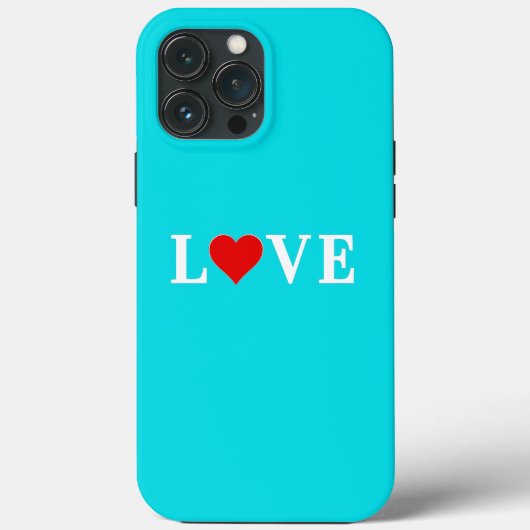 Turquoise Blue LOVE Romantic Elegant Case-Mate iPhone Case (Achterkant)