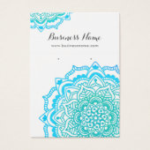 Turquoise Blue Mandala Achtergrond Kaarten Visitekaartje (Voorkant)