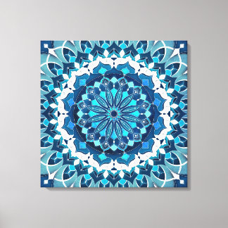 Turquoise Blue Mandala Canvas Afdruk
