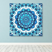 Turquoise Blue Mandala Canvas Afdruk (Insitu (Houten vloer))