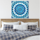 Turquoise Blue Mandala Canvas Afdruk (Insitu (Slaapkamer))