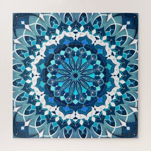 Turquoise Blue Mandala Legpuzzel (Horizontaal)