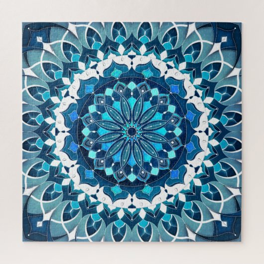 Turquoise Blue Mandala Legpuzzel (Verticaal)