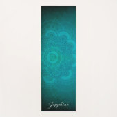 Turquoise blue mandala met de naam dubbelzijdig yogamat (Voorkant)