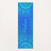 Turquoise Blue Mandala Name Meditation Yogamat (Voorkant)