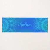 Turquoise Blue Mandala Name Meditation Yogamat (Voorkant (horizontaal))