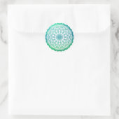 Turquoise Blue Mandala Ronde Sticker (Tas)