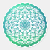 Turquoise Blue Mandala Ronde Sticker (Voorkant)