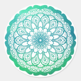 Turquoise Blue Mandala Ronde Sticker