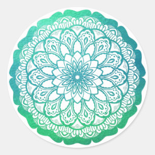 Turquoise Blue Mandala Ronde Sticker