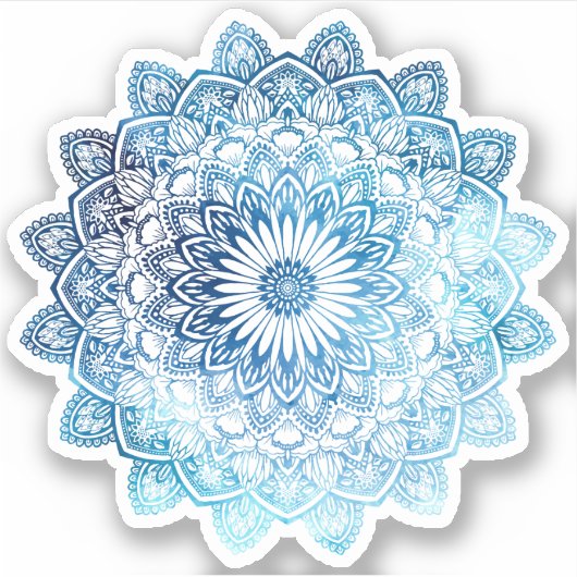 Turquoise Blue Mandala Sticker (Voorkant)