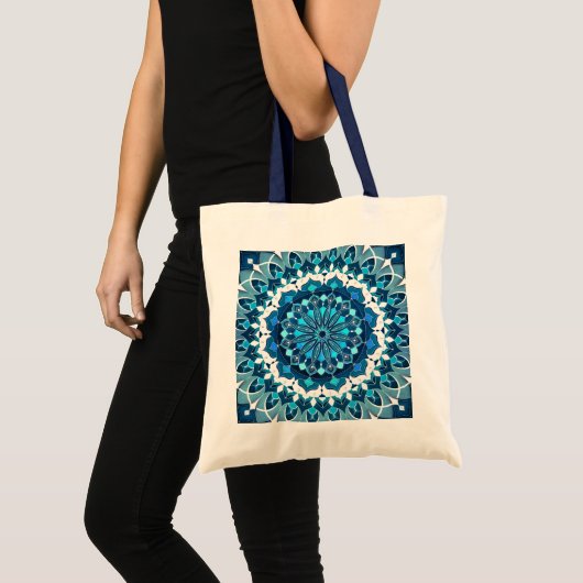 Turquoise Blue Mandala Tote Bag (Voorkant (product))