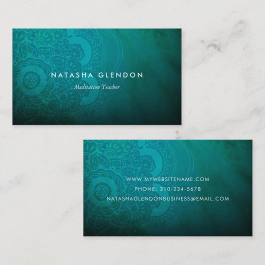 Turquoise Blue Mandala Zen Visitekaartje (Voorkant / Achterkant)