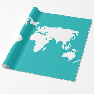 turquoise blue map cadeaupapier