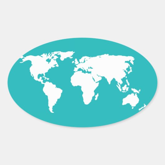 turquoise blue map ovale sticker (Voorkant)