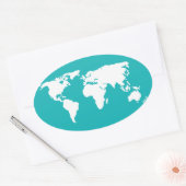 turquoise blue map ovale sticker (Envelop)