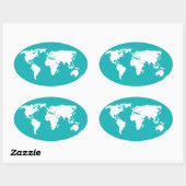 turquoise blue map ovale sticker (Vel)