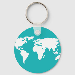 turquoise blue map sleutelhanger