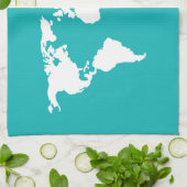 turquoise blue map theedoek (Gevouwen)