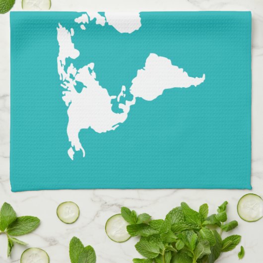 turquoise blue map theedoek (Gevouwen)