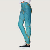 Turquoise Blue Marble Gold Metallic Stone Leggings (Links)