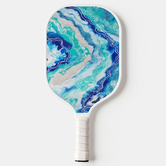 Turquoise Blue Marble Monogram Name Persoonlijk Pickleball Paddle (Achterkant)