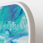 Turquoise Blue Marble Monogram Name Persoonlijk Pickleball Paddle (Links Detail)