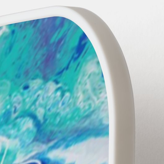 Turquoise Blue Marble Monogram Name Persoonlijk Pickleball Paddle (Links Detail)