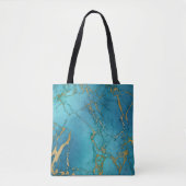 Turquoise Blue Marble Stone Rock Trendy Modern Tote Bag (Voorkant)
