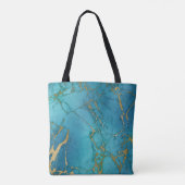 Turquoise Blue Marble Stone Rock Trendy Modern Tote Bag (Achterkant)