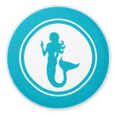 Turquoise Blue mermaid keramische knop (Voorkant)
