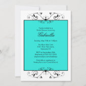 Turquoise Blue met Black Scroll Vrijgezellenfeest Kaart (Voorkant)