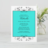 Turquoise Blue met Black Scroll Vrijgezellenfeest Kaart (Staand voorkant)