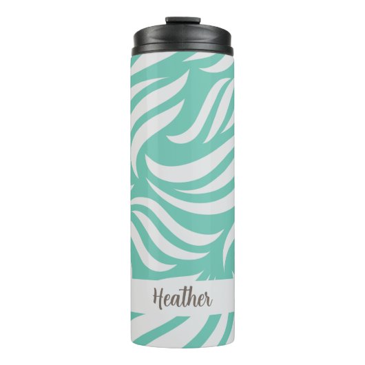Turquoise Blue Modern Chic Personalized Travel Mug Thermosbeker (Voorkant)