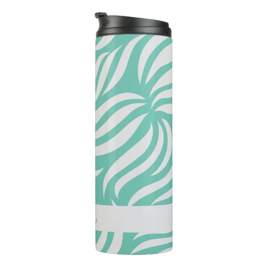 Turquoise Blue Modern Chic Personalized Travel Mug Thermosbeker (Geroteerd rechts)