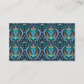Turquoise Blue Modern Damask Art Graphic Floral Visitekaartje (Achterkant)