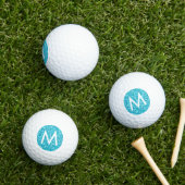 Turquoise Blue Modern Monogram Initiaal Glitter Golfballen (Insitu Gras)