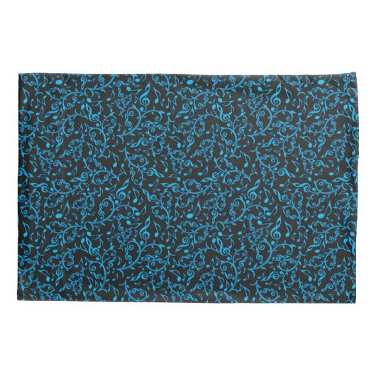 Turquoise Blue Muzieknoten Pattern Pillowcases Kussensloop (Achterkant-Links)