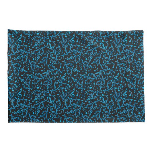 Turquoise Blue Muzieknoten Pattern Pillowcases Kussensloop (Achterkant-Rechts)