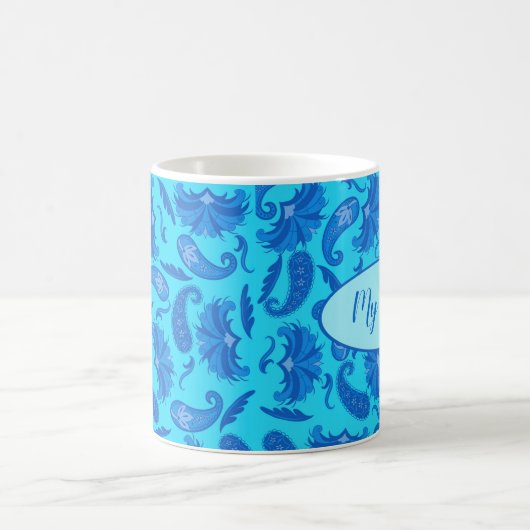 Turquoise Blue Name Personalized Paisley Coffee Koffiemok (Center)