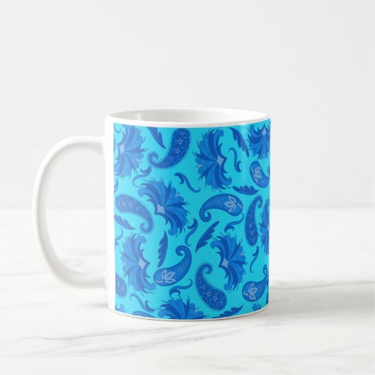 Turquoise Blue Name Personalized Paisley Coffee Koffiemok (Links)