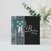Turquoise Blue Native American verjaardagsfeest Kaart (Staand voorkant)