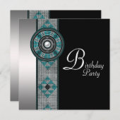 Turquoise Blue Native American verjaardagsfeest Kaart (Voorkant / Achterkant)