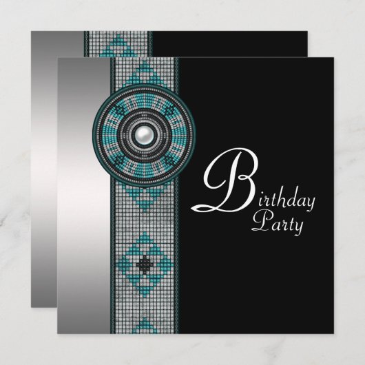 Turquoise Blue Native American verjaardagsfeest Kaart (Voorkant / Achterkant)