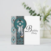 Turquoise Blue Native American verjaardagsfeest Kaart (Staand voorkant)