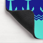Turquoise Blue Nautical Anchor Coastal Stripes Muismat (Hoek)